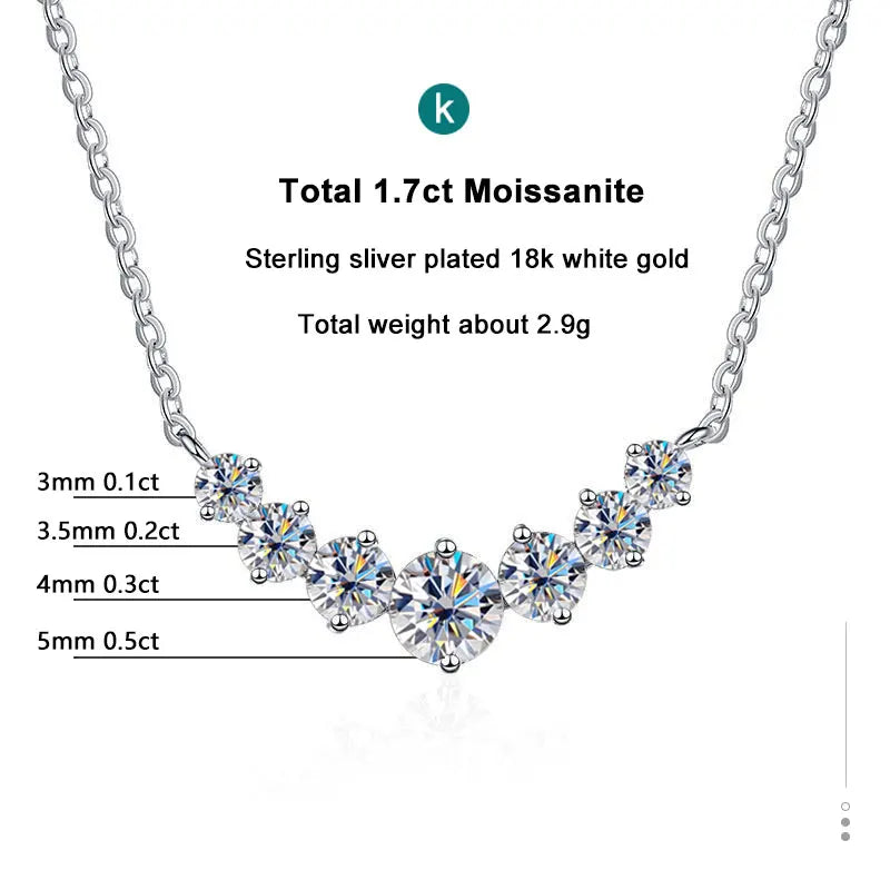 Moissanite Necklace for Woman Wedding Fine Jewely with Certificates 925 Sterling Sliver Plated 18k White Gold Necklace - Madeinsea©