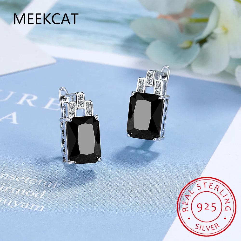 Boucles d'oreilles créoles en argent sterling 925 serties d'émeraudes vertes synthétiques nano de 8 carats, pour femme.
