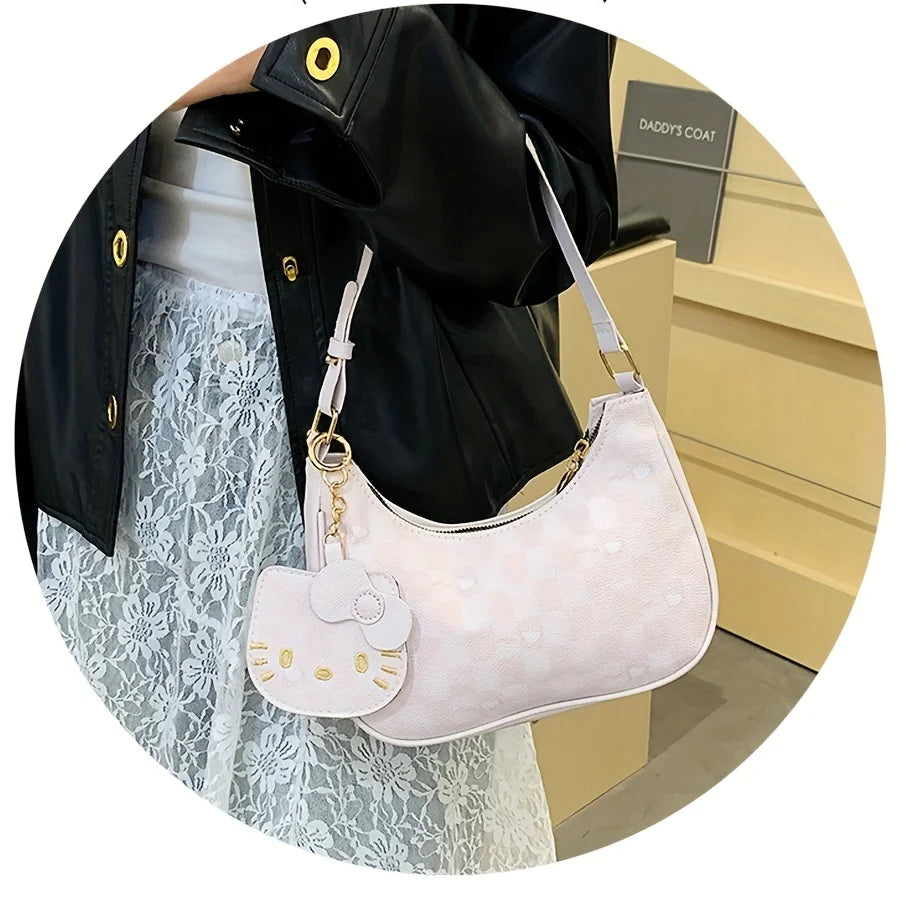 Sanrio 2026 New Sanrio Pink Cute Hello Kitty Armpit Bag, Cartoon Girl Fashion Versatile Shoulder Bag Handbag - Madeinsea©