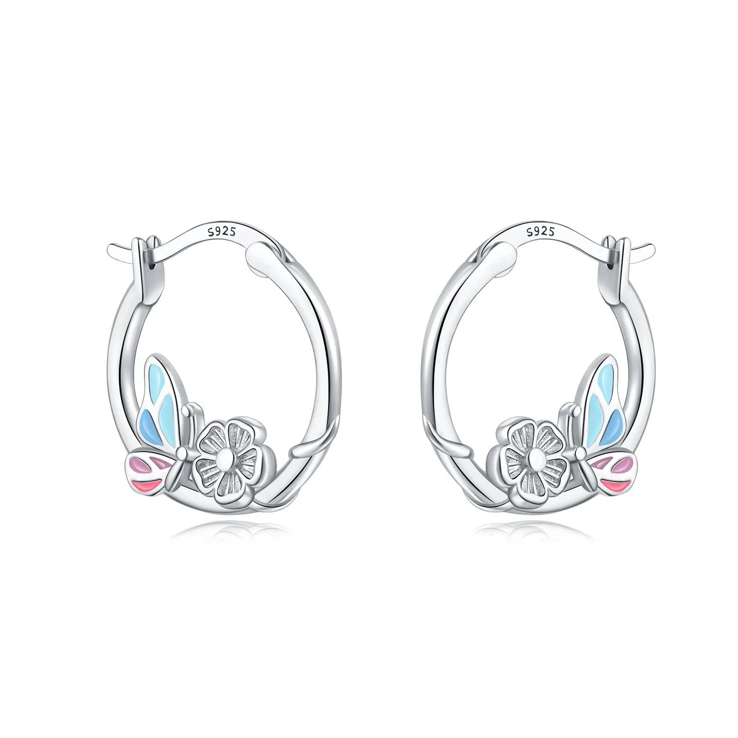 PANPOKI Original 925 Sterling Silver Hummingbird Earrings Women Hoop Earring Anniversary Jewelry Trendy Gifts