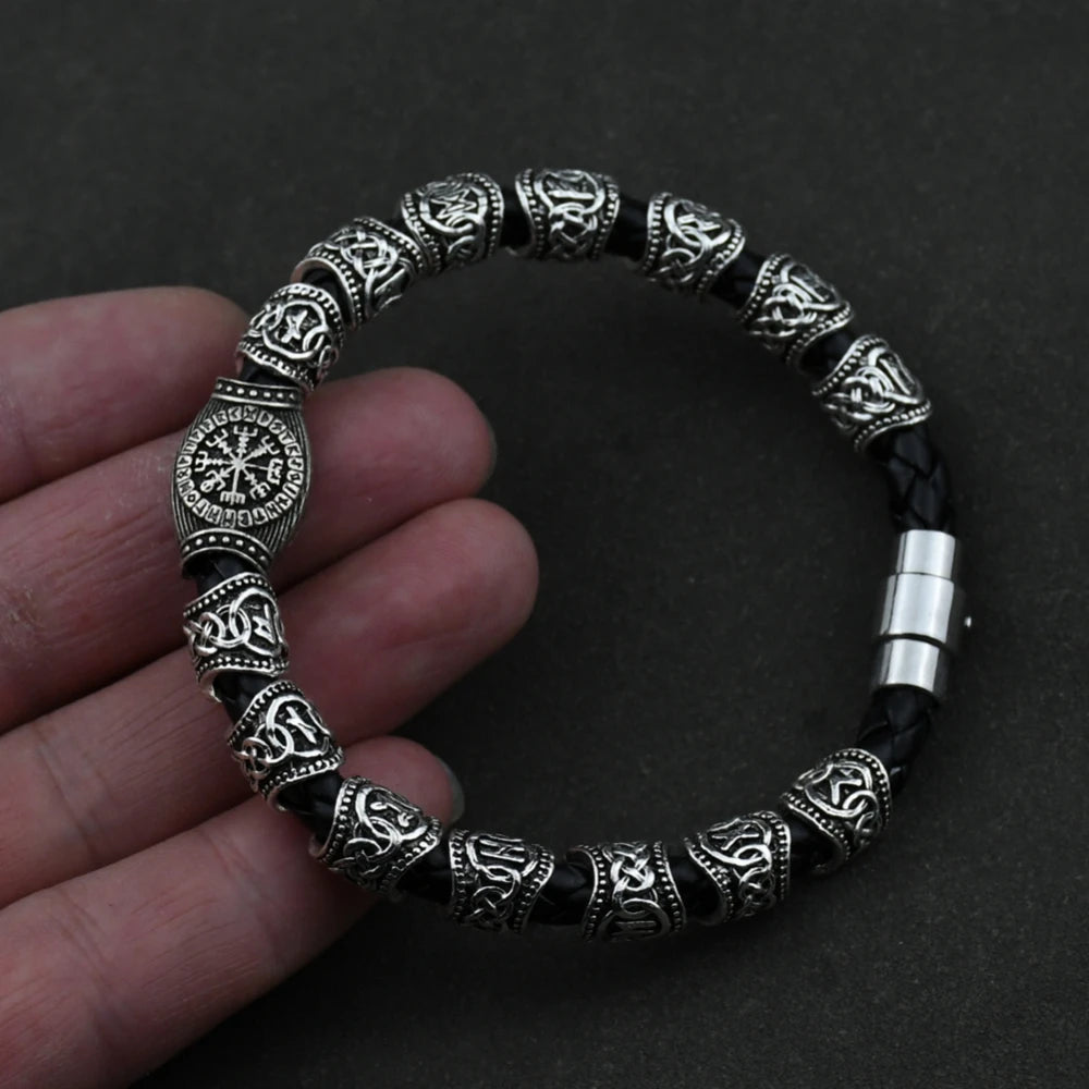 Norse Runes Bracelet Vikingo 3pcs /11pcs/13Pcs/15pcs Runes Beads Vegvisir Compass Amulet Viking Bracelet Slavic Accessorier