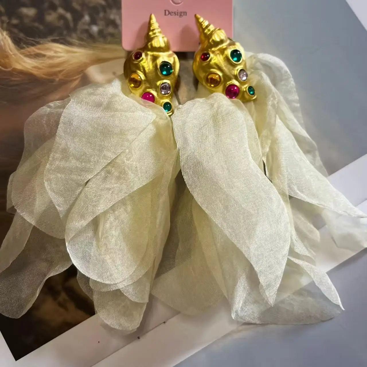 ZAA Personalized Trendy Resin Flower Water Drop Long Earrings