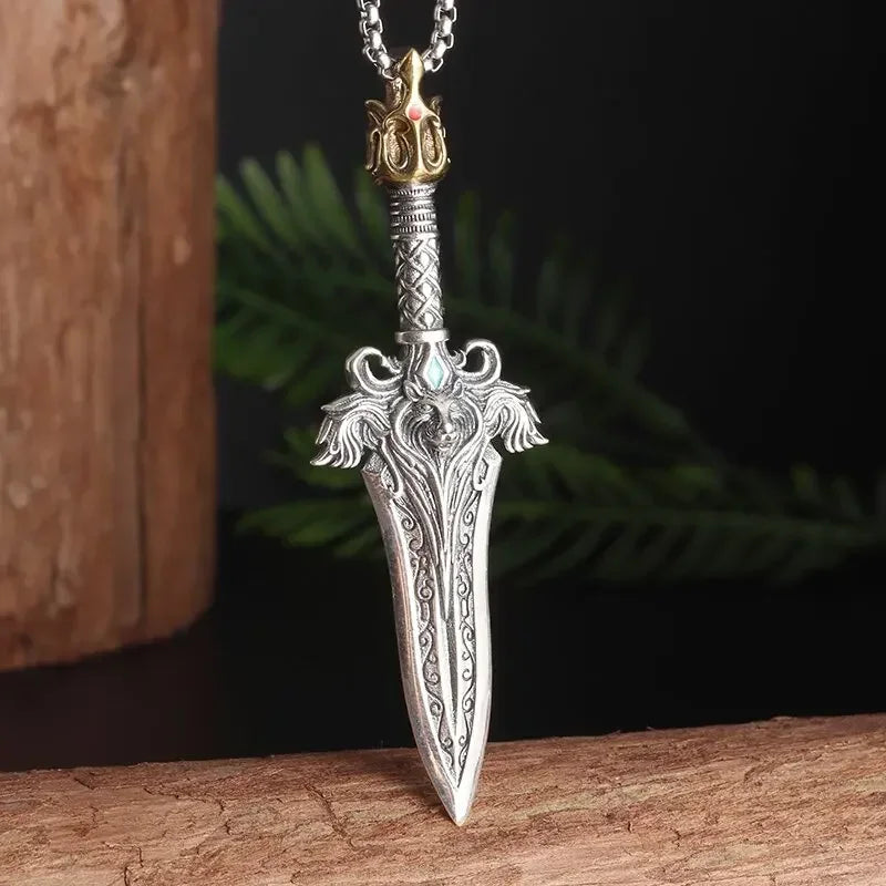 Retro Neptune Poseidon Trident Necklace Ukraine National Emblem Pendant Men\\\\\\'s Fashion Cool Trendy Jewelry Accessories