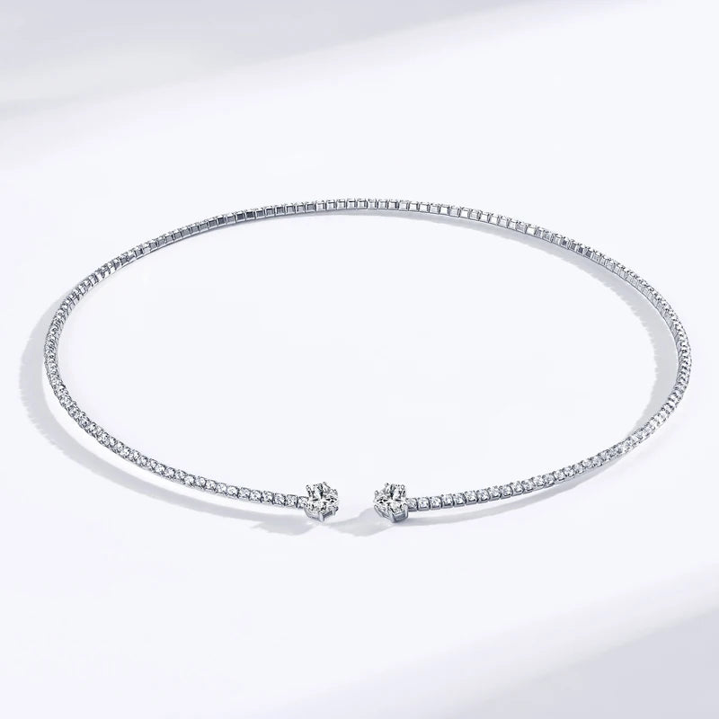 OXTAO GRA Certified Moissanite Love Heart Choker Necklace 6x6mm 925 Sterling Silver Clavicular Chain Wedding Party Jewelry Gift
