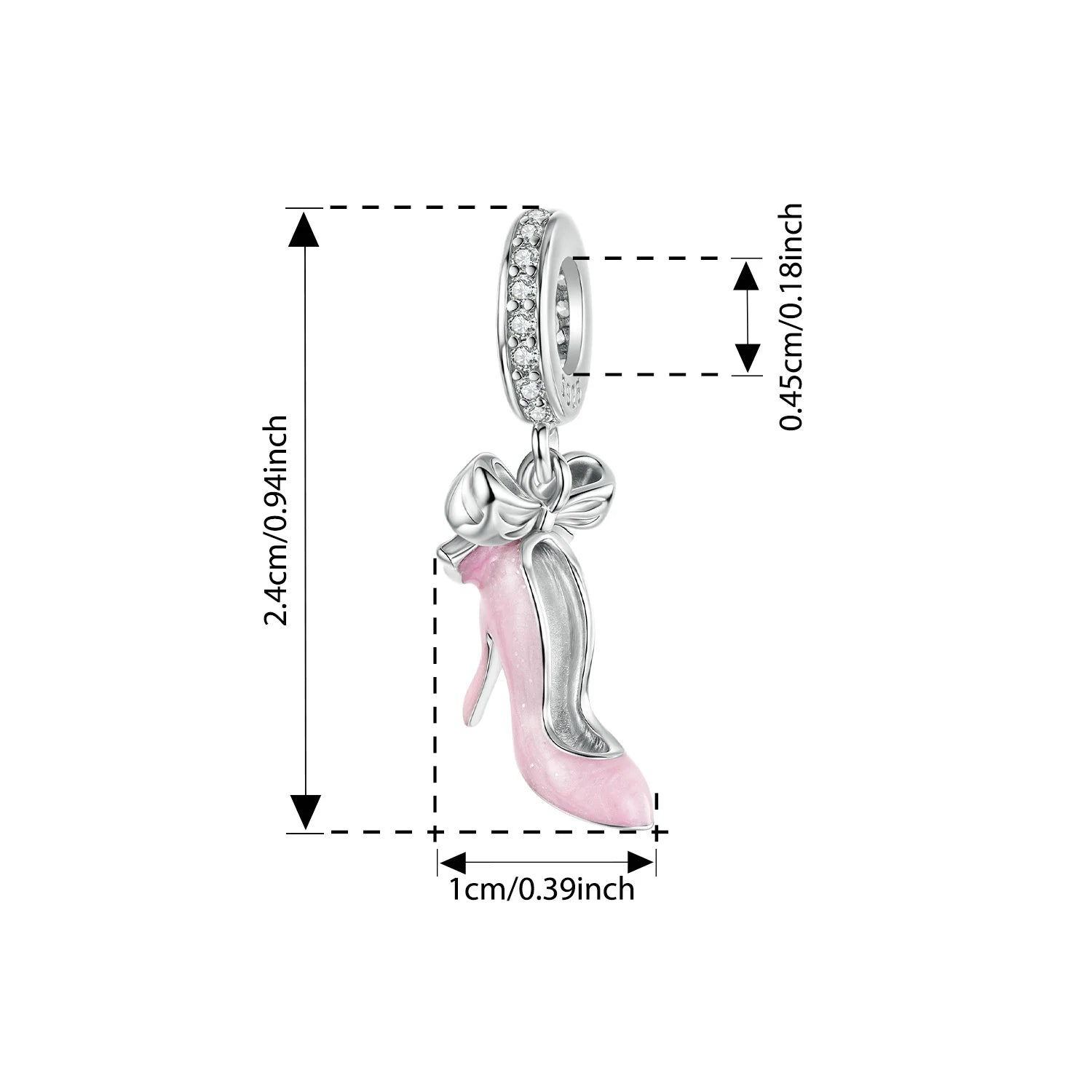 WOSTU 925 Sterling Silver Pink Cherry Pendant Bow White Gold Charm Original Sweet Fit for Women DIY Birthday Daily Fine Jewelry