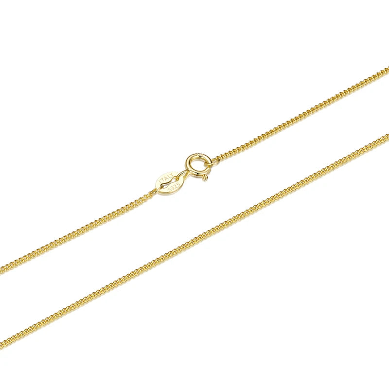 WOSTU  925 Sterling Silver 18K Gold Chain Necklace for Women Girls, 1.2mm Side Chain Super Thin & Strong Necklace Chain