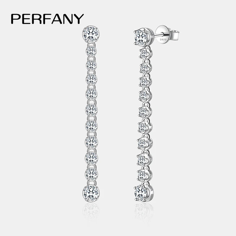 PERFANY 1.18CT Full Moissanite Drop Earring Women S925 Pure Silver Laboratory Cultivate Diamond Fashion Advanced Design Jewelry - Madeinsea©