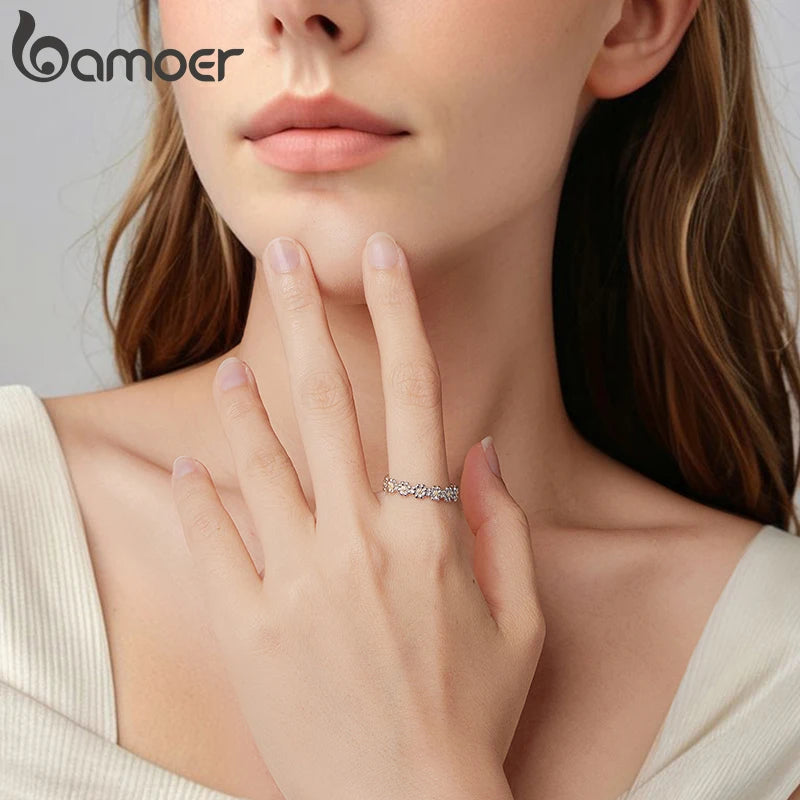 Bamoer 925 Sterling Silver Daisy Jewelry Set Yellow Flower Open Ring Plant Hoop Huggies Earrings for Women Teen Young Party Gift