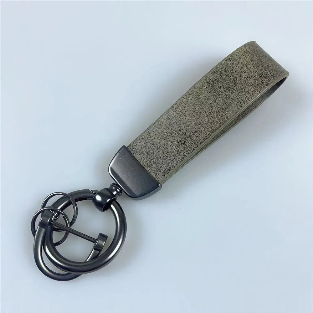 MKENDN Luxury Leather Men Keychain Black Clasp DIY Creative Waist Hanging KeyChain Best Gift Key Ring jewelry Gift