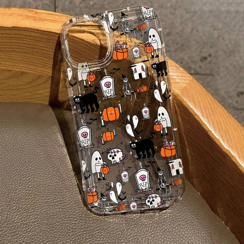 Cute Halloween Pumpkin Ghost Phone Case for Samsung Galaxy S24 S23 Ultra 5G S22 Plus S21FE A15 A35 A55 A14 A34 A54 A33 A53 Cover