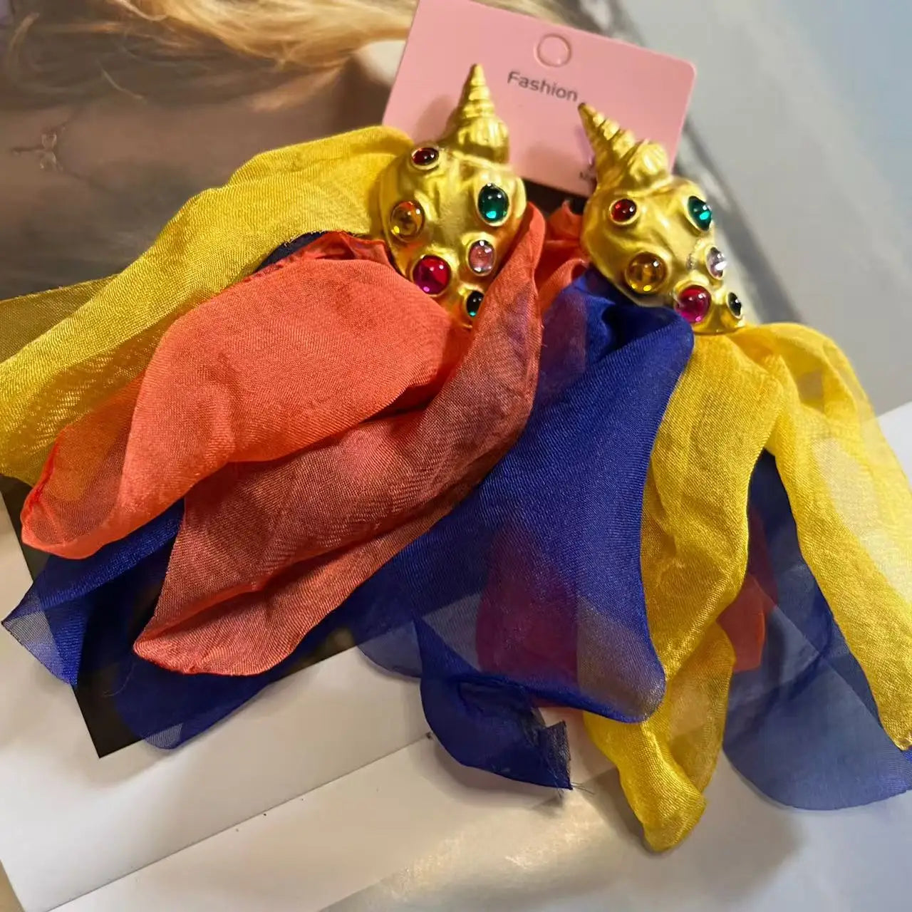 ZAA Personalized Trendy Resin Flower Water Drop Long Earrings