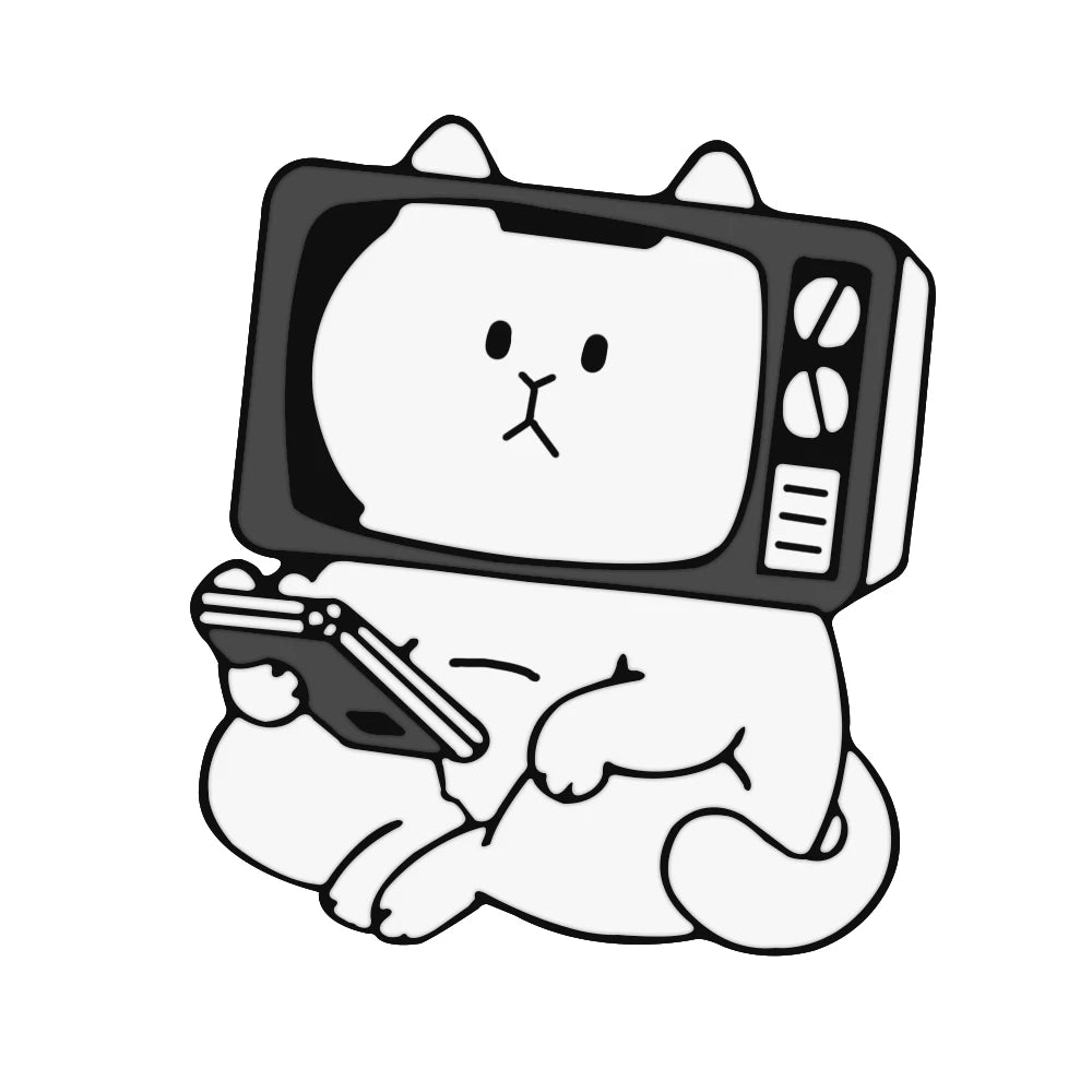 Cat Lover Collection Brooches Cute White Black Cat Badges Pins Sleepy Hug Kitty Enamel Pins Coat Hat Animal Decoration Jewelry