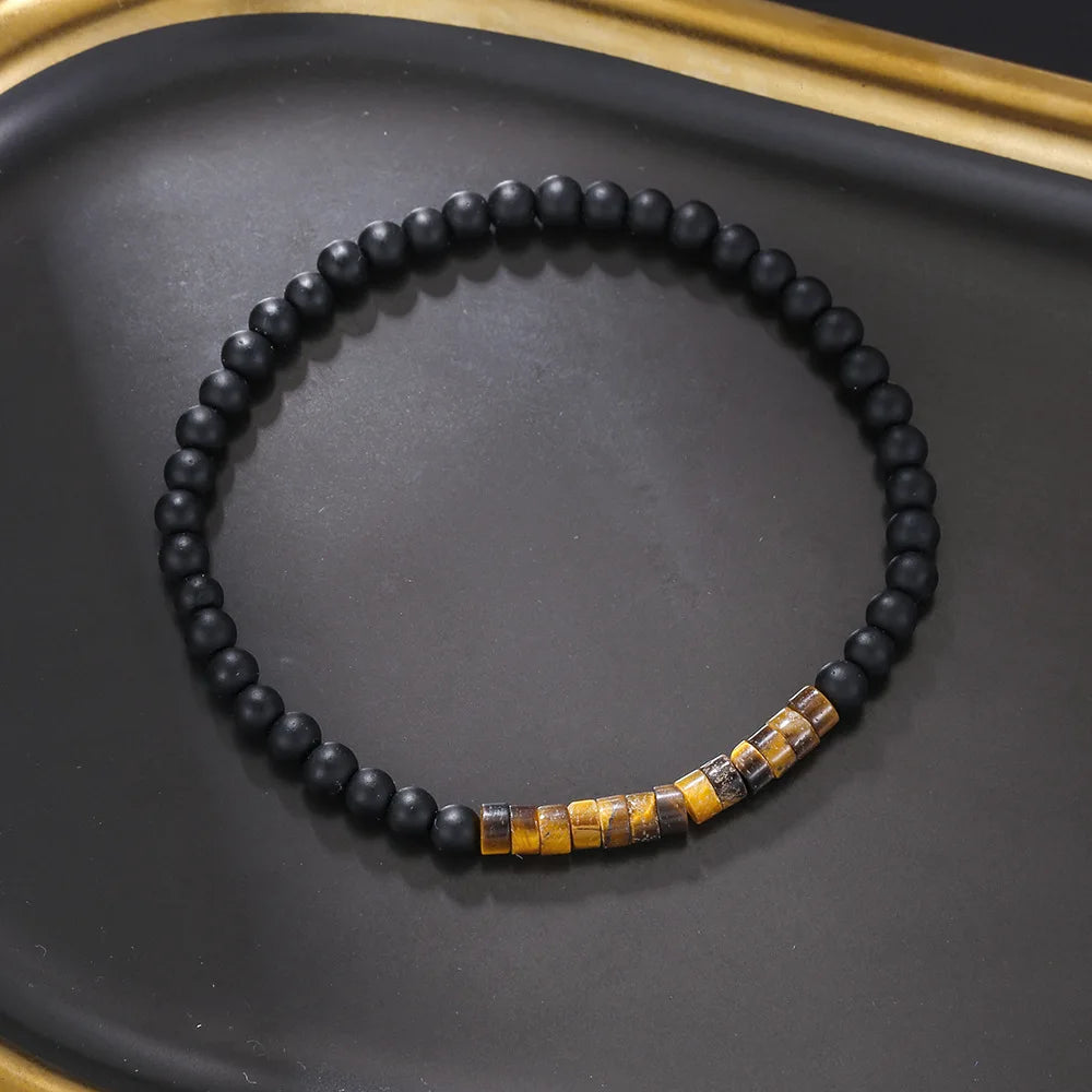 MKENDN Minimalist 4mm Bead Bracelet Unisex Emperor Onyx Small Stone Adjustable Bracelet Meditation Yoga Strand Couple Pulsera