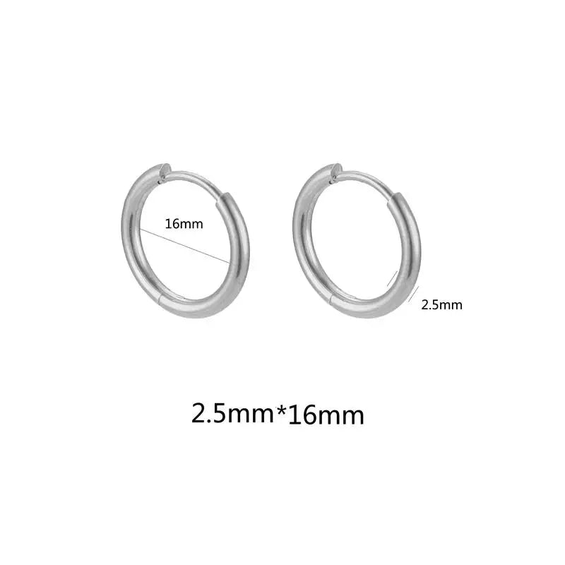 10pcs Stainless Steel Small Hoops Earring Piercing Ear Cartilage 8-20mm Women Men Stainles Steel Round Circle Pendientes