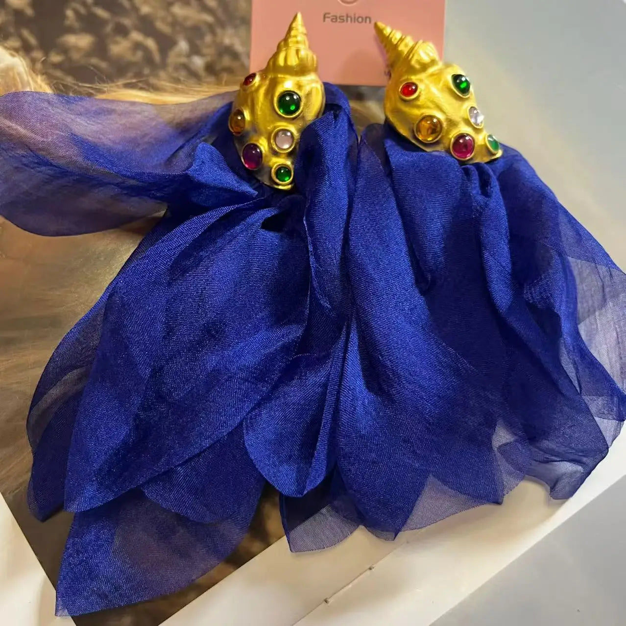 ZAA Personalized Trendy Resin Flower Water Drop Long Earrings