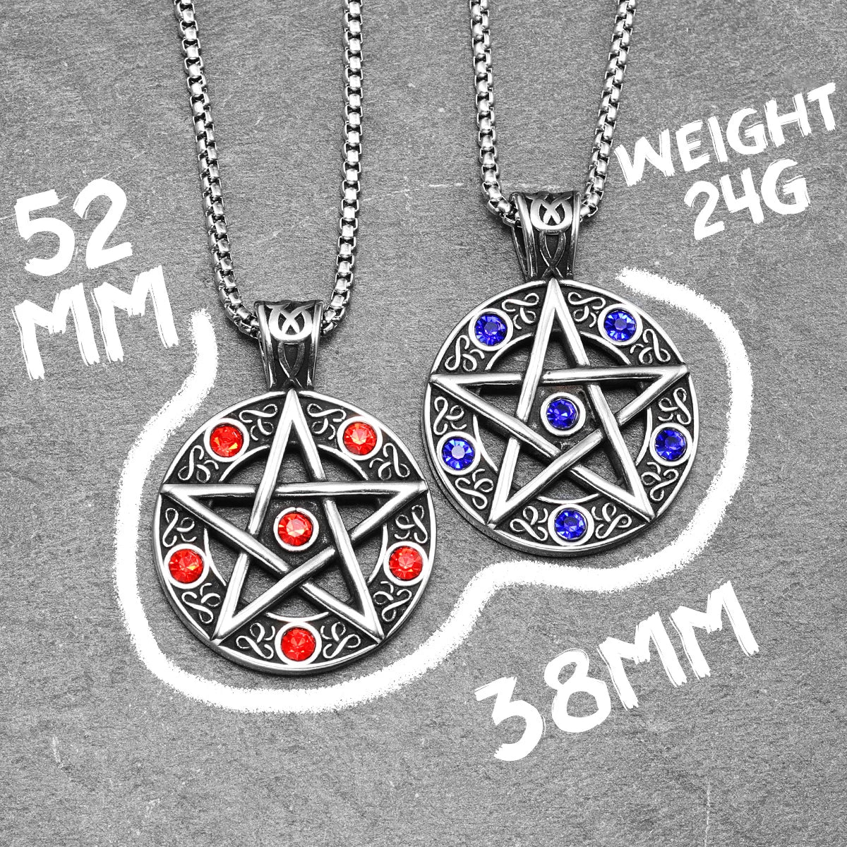 Keltische Stern-Halskette, Retro-Anhänger mit fünfzackigem Stern, 316L Edelstahl, Edelsteinkette für Männer, Rock-Punk-Hip-Hop, Männerschmuck, Weihnachtsgeschenk