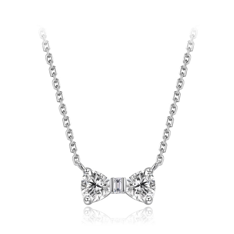 WOSTU Wedding Jewelry Set 925 Sterling Silver Clear CZ Bowknot Necklace Earrings Ring Sweet Bow Knot Jewelry Gift For Girl Lover