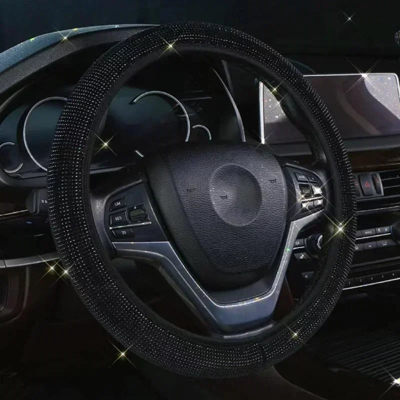 37/38cm Car Steering Wheel Cover Universal Bling Diamond Rhinestones Elasticity Interior Car Accessories for Four Seasons - Madeinsea©