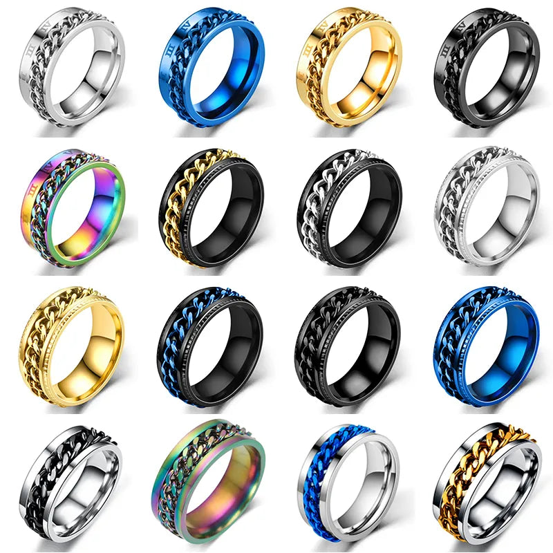 Off All Rings Anxiety Relief Rings with Rotatable Chain