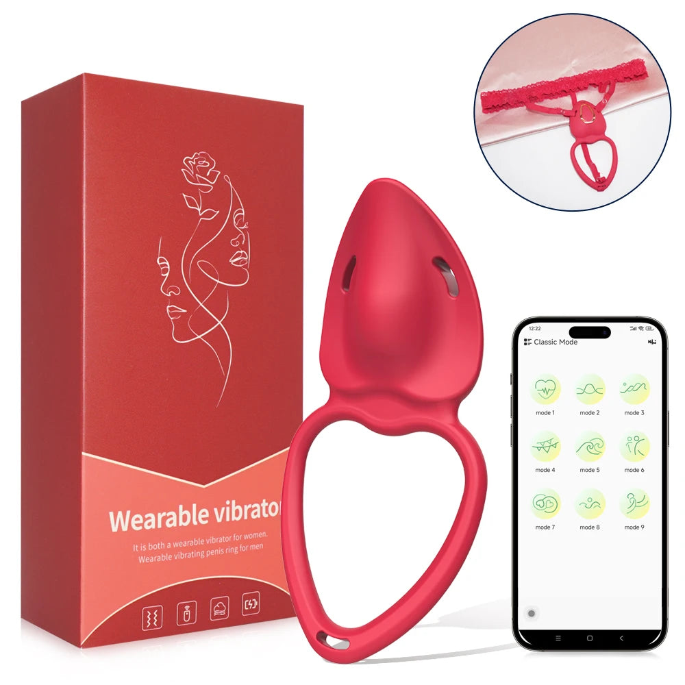 App Control Wearable Panty Vibrator Female 9 Vibration with Wireless Control Penis Ring Clitoral Stimulator Adult Sexy Toys