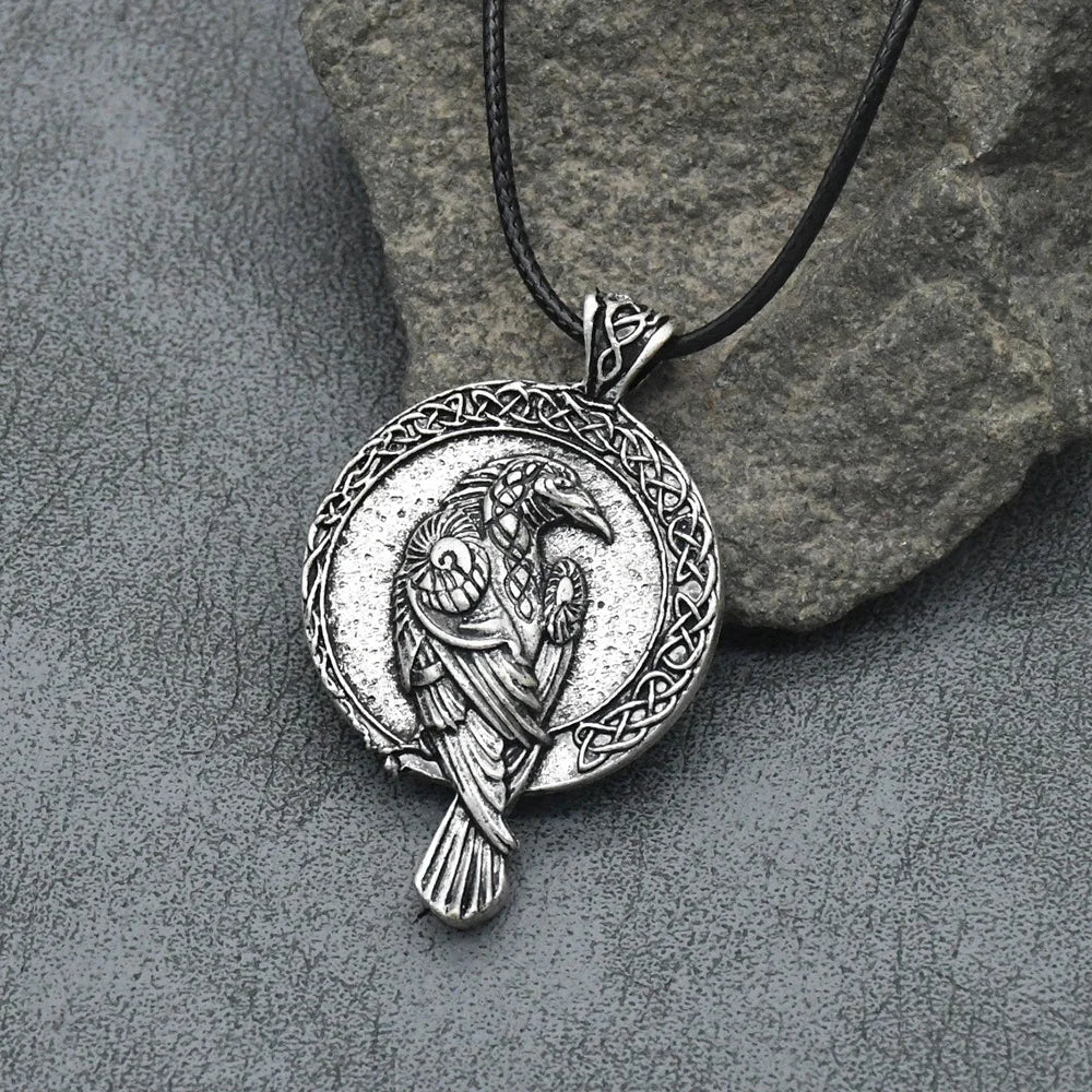 Nordische Mythologie Odin Rabe Wikinger Rune Anhänger Halskette Vintage Keltenknoten Punk Amulett Schmuck Geschenk