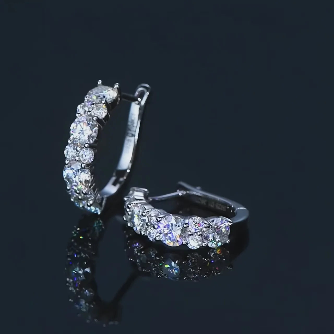 Real 925 Sterling Silver Moisanite Earrings D Color 2.76Cttw Moissanite Lab Diamond Hoops Earrings Sparkling Wedding Fine Jewelry