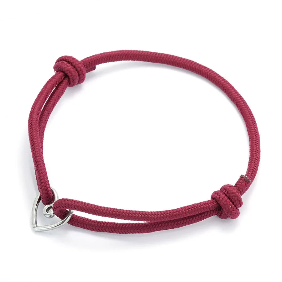 Handgefertigtes Valentinstag-Armband aus Edelstahl, verstellbar, mit Herzanhänger, dünnes Band, Freundschaftsschmuck