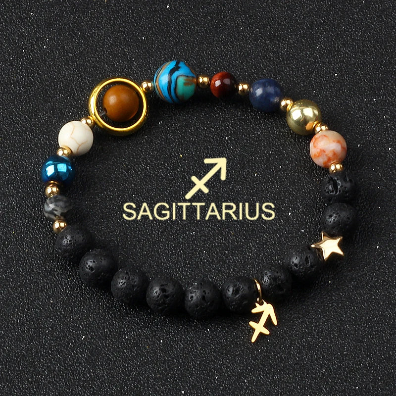 Universe Galaxy Eight Planets 12 Constellation Bracelets for Women Natural Stone Solar System Bracelets Libra Virgo Leo Jewelry - Madeinsea©