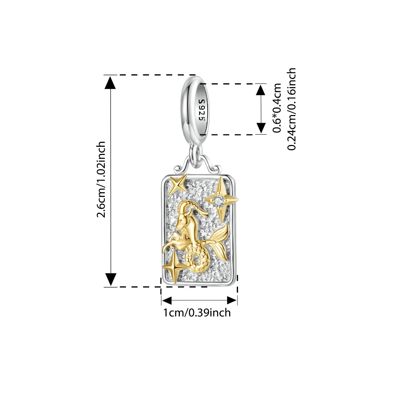 BAMOER 925 Sterling Silver Two-tones Constellation Pendant 12 Zodiac Beads for Necklace DIY Birthday Gift Jewelry Accessories