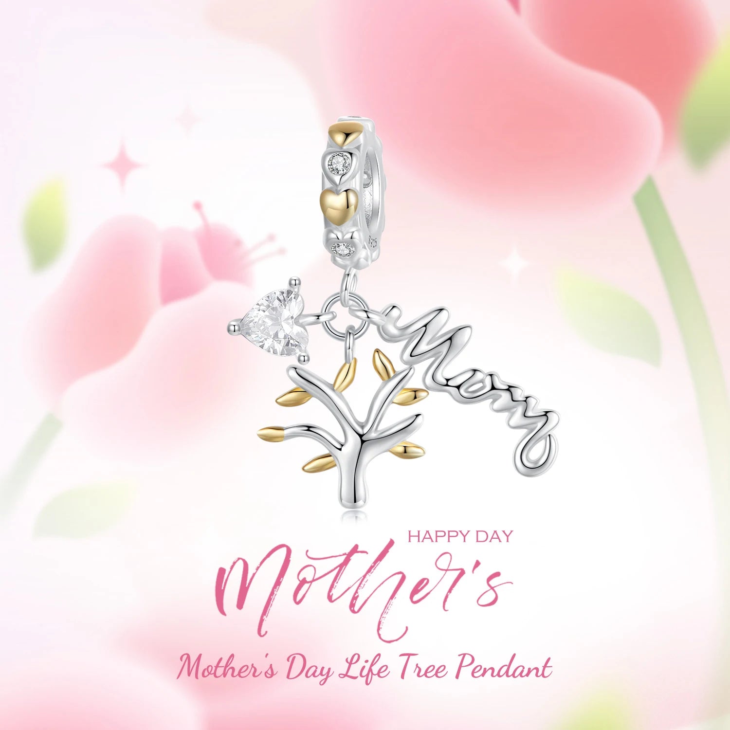 BISAER 925 Sterling Silver Tree of Life Charm Bead Yin Yang Sun Moon Locket Pendant for Women DIY Bracelet Neckalce Fine Jewelry