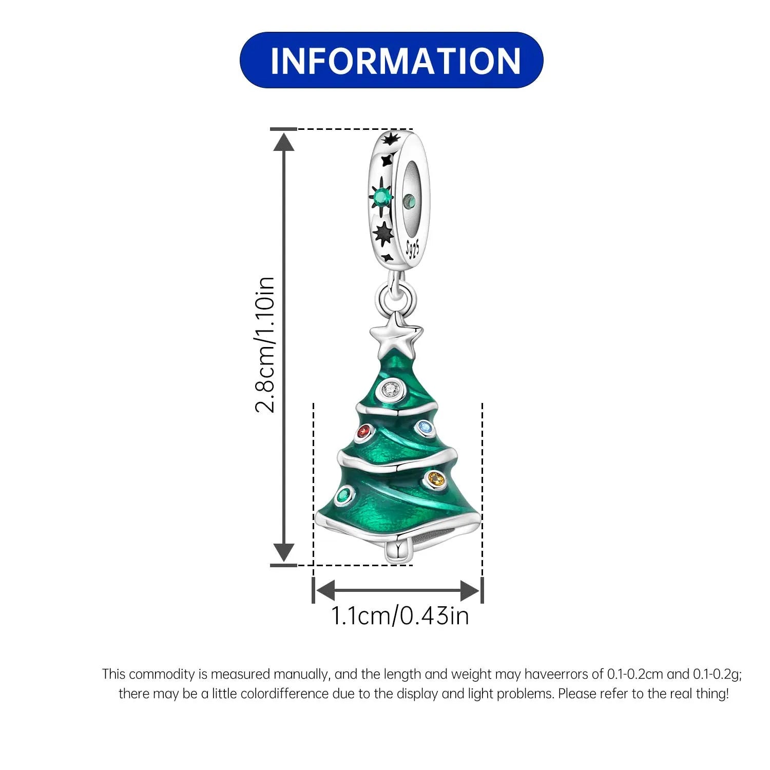 PANPOKI 925 Sterling Silver Christmas Tree Decoration Beads Original Pendants Bracelet Charm Jewelry Party DIY Trendy Gifts