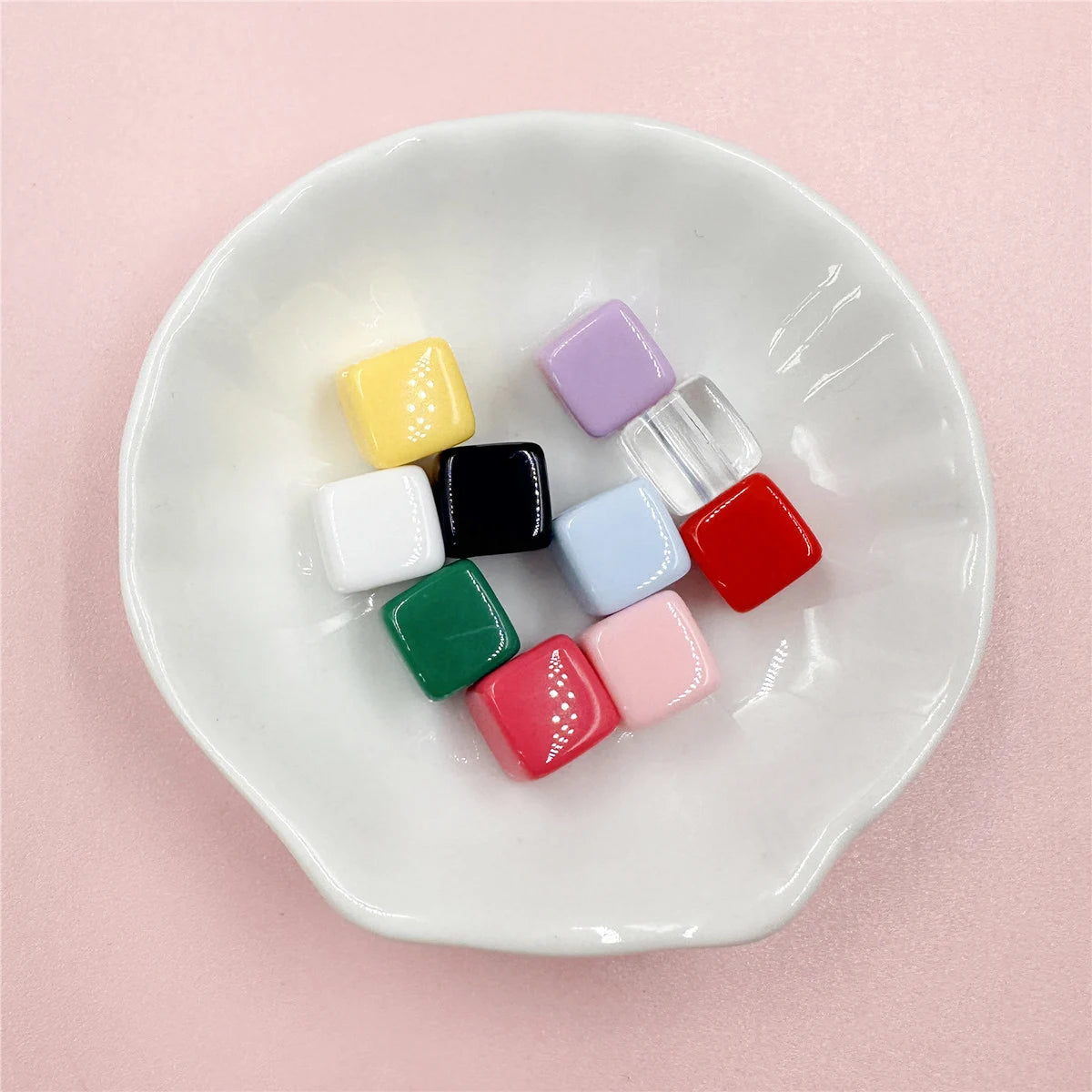 10pcs 10mm Square Shape Beads For Jewelry Making Spacer Candy color Acrylic Beaded Jewelry Materials