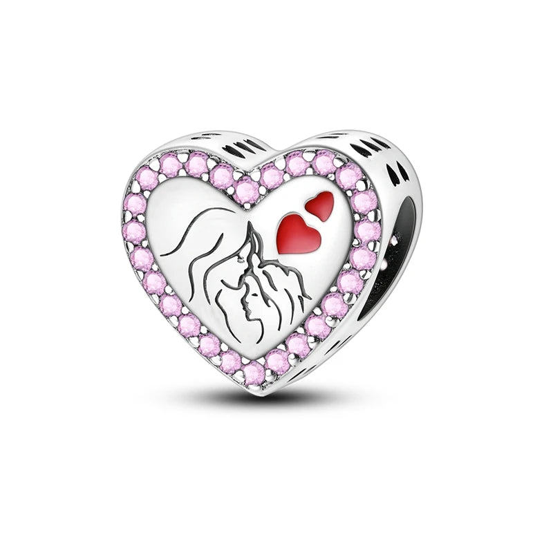 New 925 Sterling Silver Charm Love Heart Warm Family Series Beads Fit Original Charms Bracelets Pendant DIY Jewelry Gift - Madeinsea©