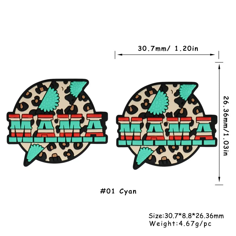 Lot de 5 ou 10 perles en silicone MOM pour la fabrication de bijoux, colliers, bracelets, accessoires de bijouterie