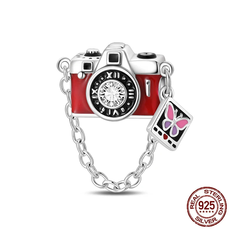 925 Sterling Silver Time Machine Trunk Travel Camera Charms Beads Fit 3mm 925 Original Bracelets DIY Jewelry Birthday Gift