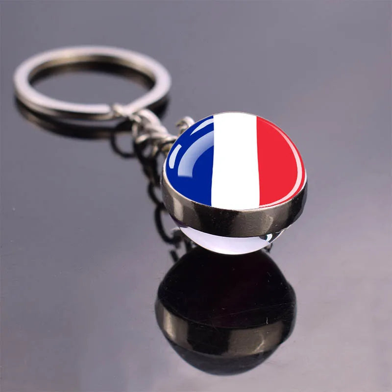 Europe Countries Flag Glass Ball Keychain Russia France Spain UK Italy Poland Ukraine Flag Keyring Travel Gift