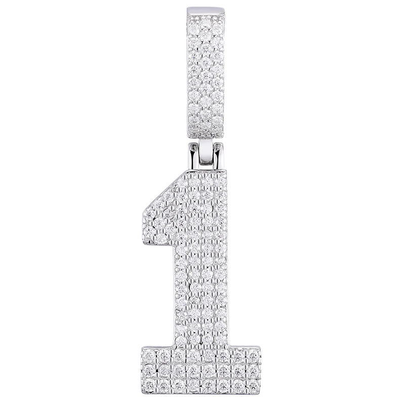 0-9 Lucky Numbers Moissanite Pendants Necklaces For Women 925 Silver Pendants Men Hip Hop Jewelry Fashion Birthday Gifts