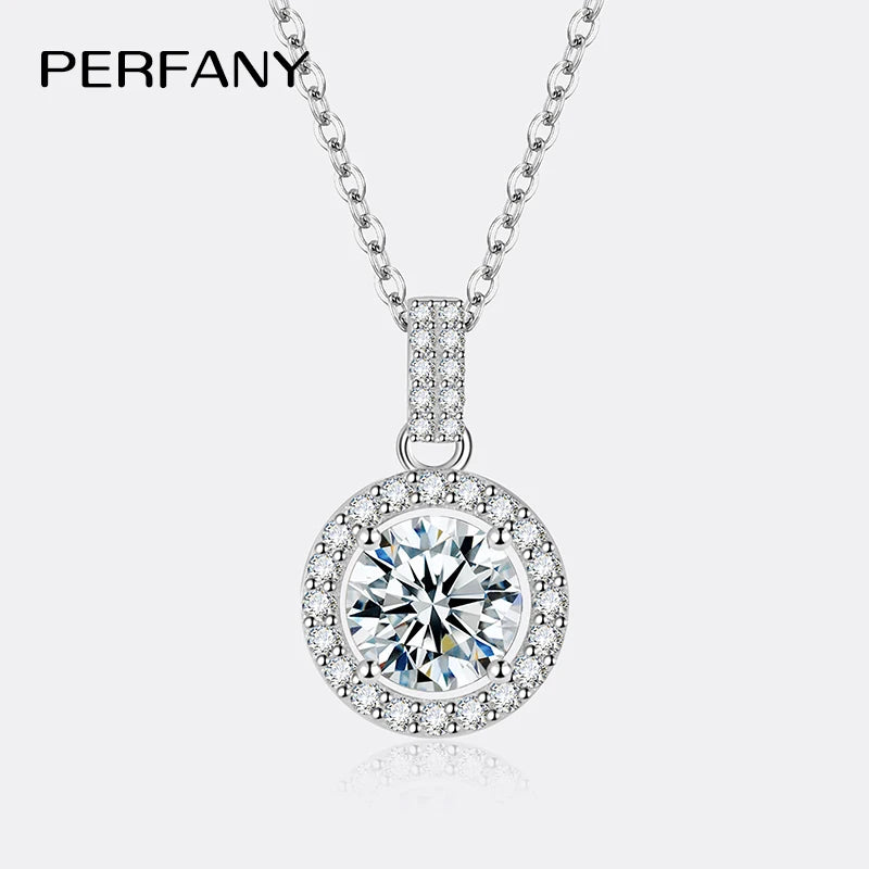 PERFANY 1-5CT Moissanite Necklace for Women S925 Pure Silver Round Laboratory Diamond Pendant Fashionable Wedding Luxury Jewelry - Madeinsea©