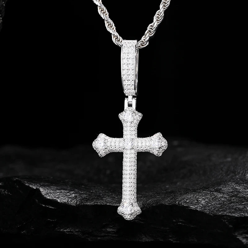 TUHE Unisex S925 Sternanhänger-Halskette mit Moissanit-Eis in Gold- und Silberfarbe – Schmuck für Herren im Hip-Hop-Stil