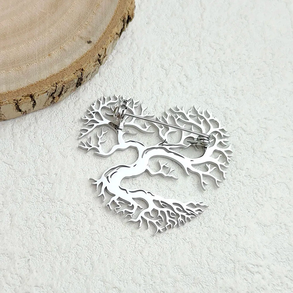 Original innovative branch love hollow stainless steel gold-plated 18K brooch, suit lapel pin, waterproof formal fittings