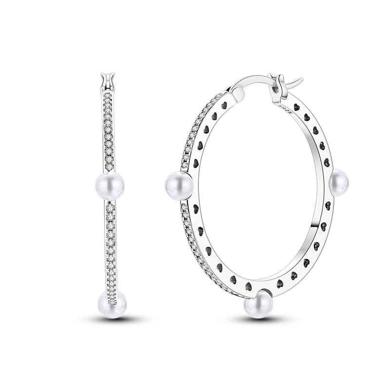 Classic Earrings 925 Silver Star Moon Zircon Pearl Geometry Earrings For Women Wedding Engagement Fine Jewelry Birthday Gift