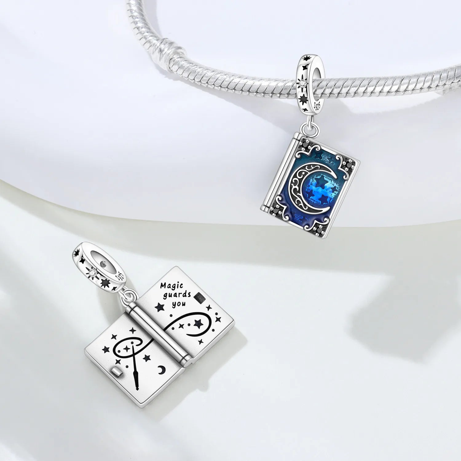 PANPOKI 925 Sterling Silver Magic Book Guardian Beads Original Pendants Bracelet Charm Jewelry Party DIY Trendy Gifts