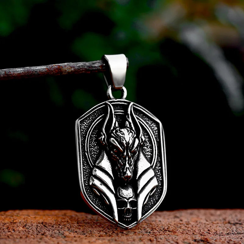 BEIER Stainless Steel Egypt Cross Anubis God Finger pendant For Men Punk Wolf Head Statement Retro Jewelry BP8-779