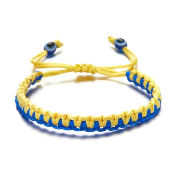 Simple Handmade Braided Sunflower Bracelet For Women Minimalist Daisy Flower Bracelets Blue Yellow Ukraine Flag Charm Jewelry