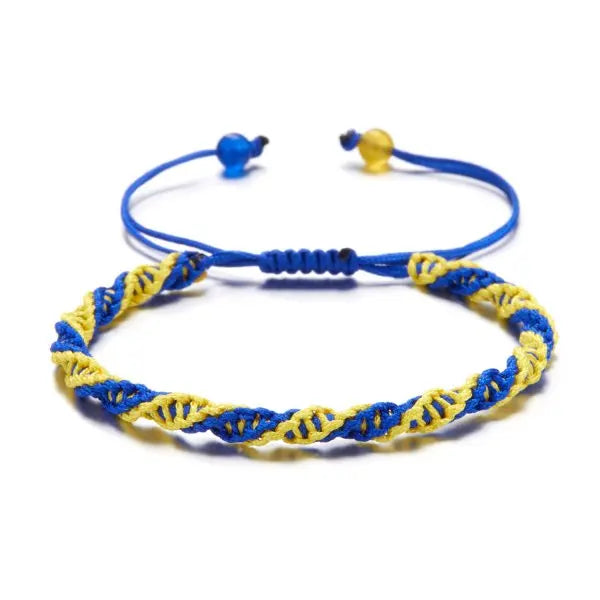 Simple Handmade Braided Sunflower Bracelet For Women Minimalist Daisy Flower Bracelets Blue Yellow Ukraine Flag Charm Jewelry