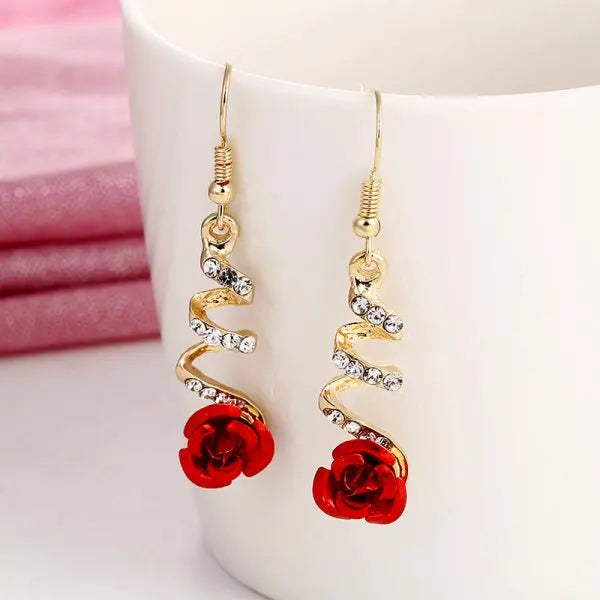 Christmas Red Zircon Crystal Bow Stud Earrings For Women Heart Shape Bowknot Christmas Earring Girl New Year Festival Jewelry