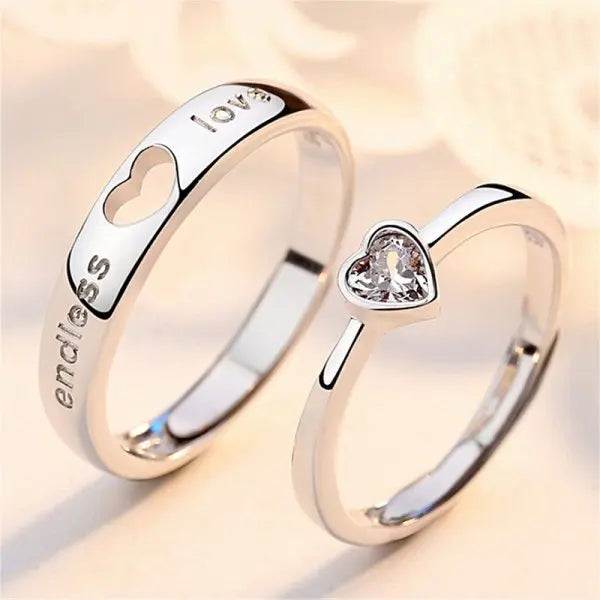 2 Pcs Sun Moon Lover Couple Rings Simple Opening Ring For Couple Men Women Wedding Engagement Promise Valentine's Day Jewelry