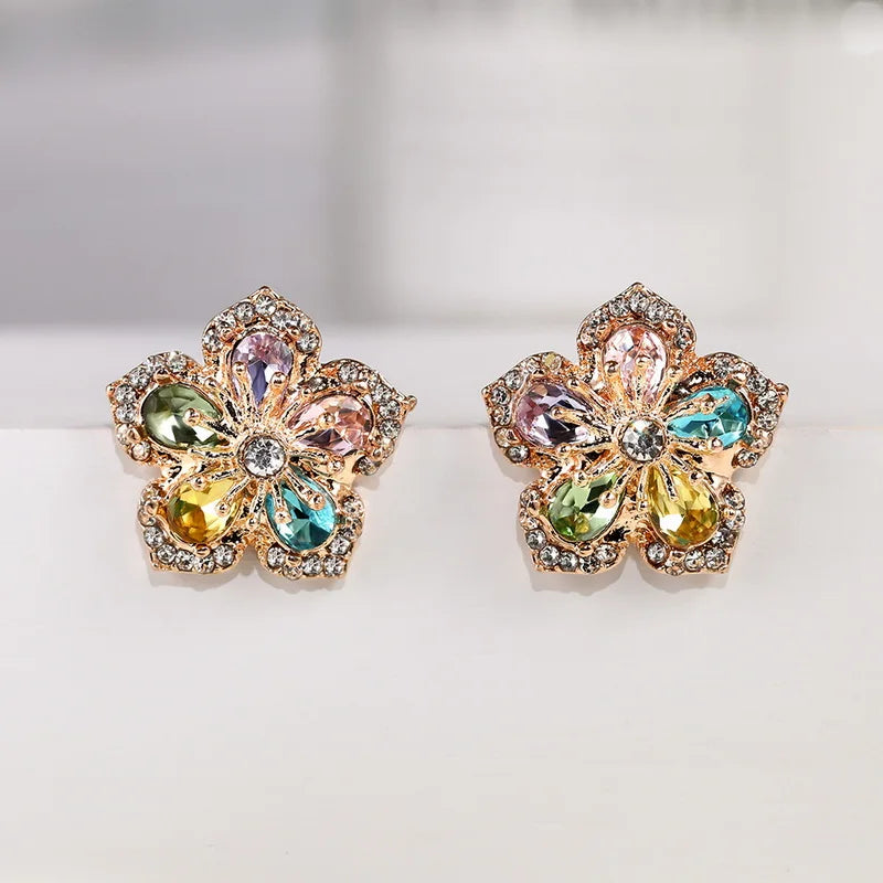 Exquisite Zircon Christmas Snowflake Stud Earrings for Women Shiny Rhinestone Crystal Flowers Earring Christmas New Year Gifts - Madeinsea©