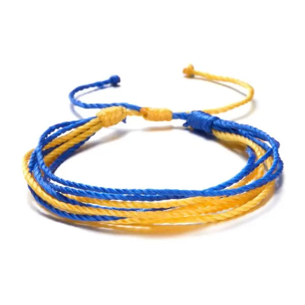 Simple Handmade Braided Sunflower Bracelet For Women Minimalist Daisy Flower Bracelets Blue Yellow Ukraine Flag Charm Jewelry