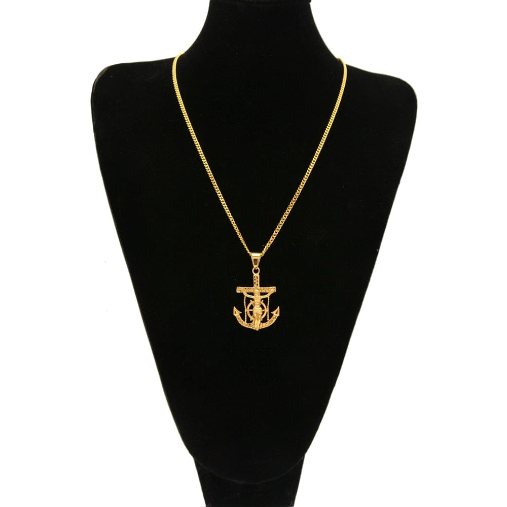 Anchor Crucifix Necklace